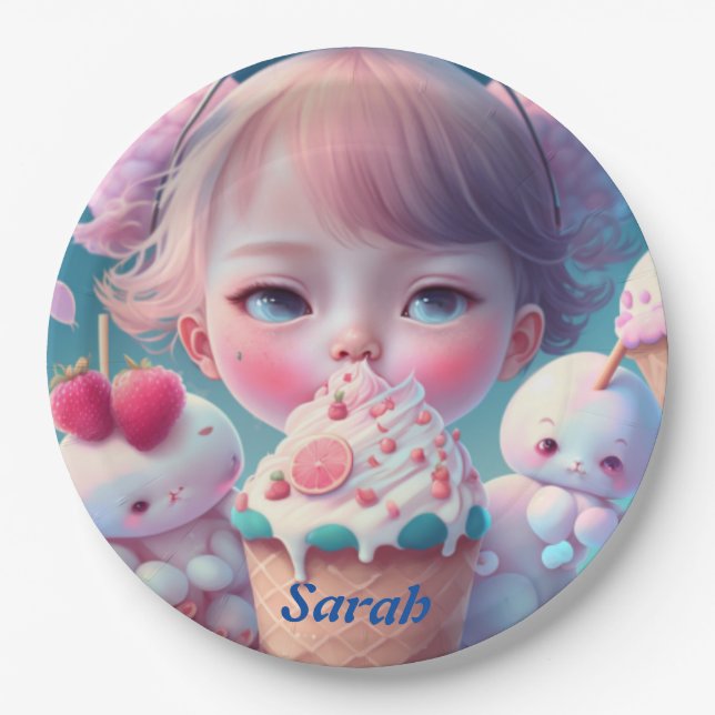 Kawaii-Eiscreme-Teller Pappteller (Vorderseite)
