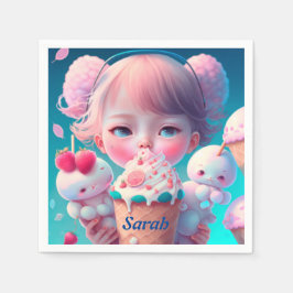 Kawaii-Eismädchen Serviette