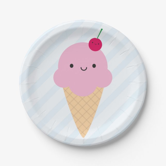 Kawaii Eistüte Pappteller (Vorderseite)
