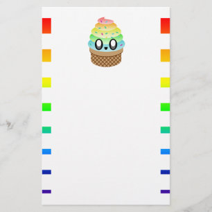 Kawaii Eistüte-Regenbogen-köstliche Streifen Briefpapier