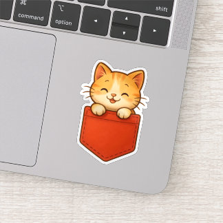 Kawaii en poche rouge - Sticker à découpe
