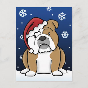 Kawaii English Bulldog Carte postale de Noël