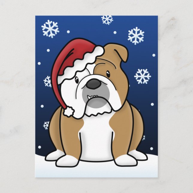 Kawaii English Bulldog Carte postale de Noël (Devant)