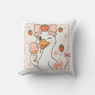 Kawaii Ente mit Erdbeereis Kissen