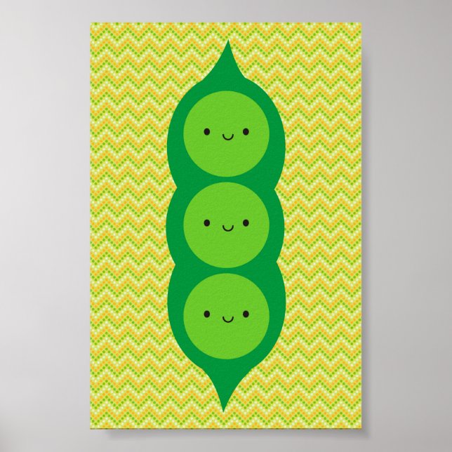 Kawaii Erbsen in einem Pod Poster (Vorne)