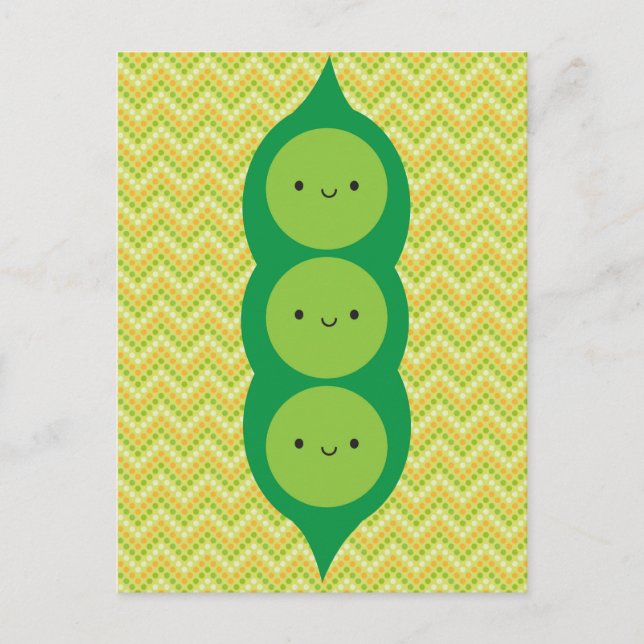 Kawaii Erbsen in einem Pod Postkarte (Vorderseite)
