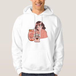 Kawaii Erdbeer-Smoothie und Friedenszeichen Anime- Hoodie