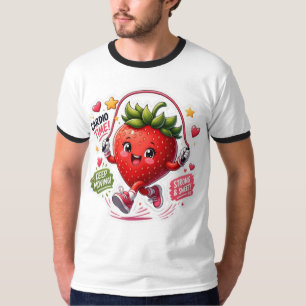 Kawaii-Erdbeer-Sprungseil-Fitness-Aufkleber T-Shirt