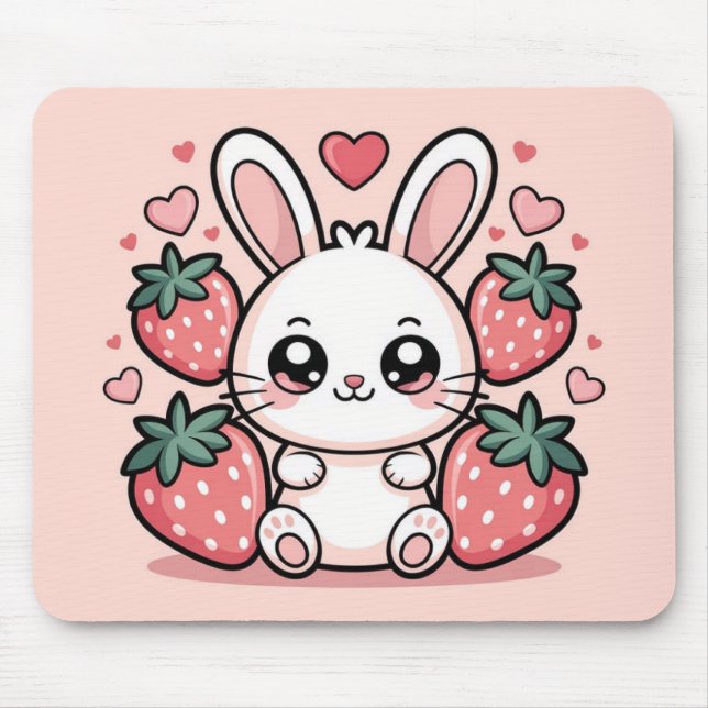 Kawaii Erdbeerbunny-Mauspad Mousepad (Vorne)