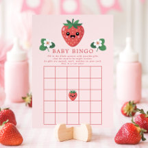 Kawaii Erdbeeren-Baby-Shower-Bingo-Spielkarte