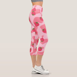 Kawaii Erdbeerkuh Muster Capri Leggings
