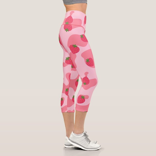 Kawaii Erdbeerkuh Muster Capri Leggings (Rechts)