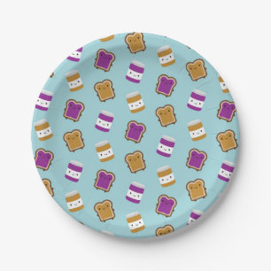 Kawaii Erdnussbutter- und Gelee-Sandwich-Paar Pappteller
