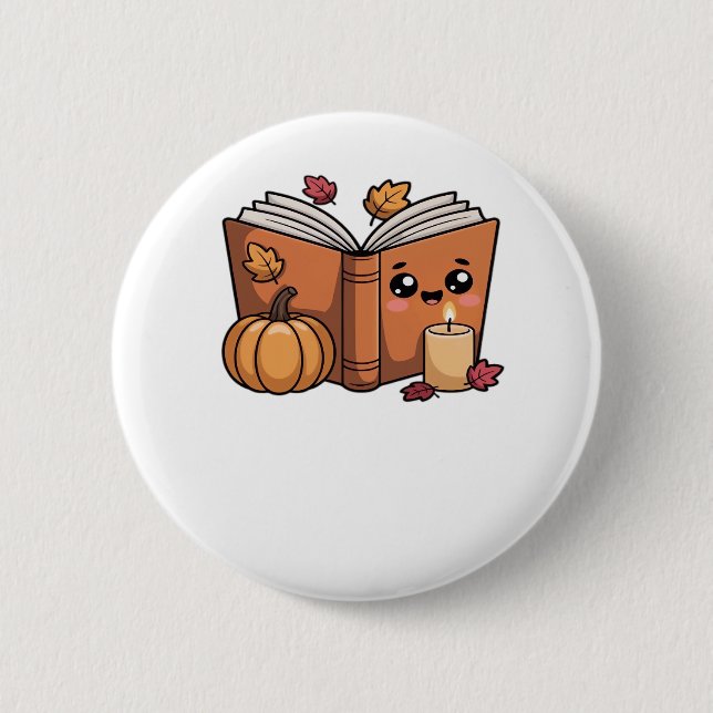 Kawaii Erntedank Buch Oversifizierter T - Shirt Button (Vorderseite)