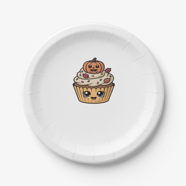 Kawaii Erntedank cupcake Klassischer T - Shirt Pappteller (Vorderseite)