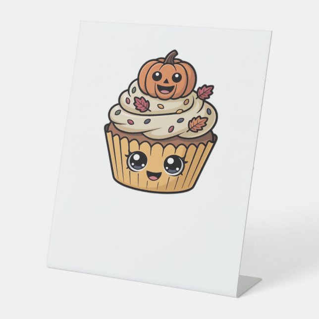 Kawaii Erntedank cupcake Klassischer T - Shirt Sockelschild (Vorderseite)