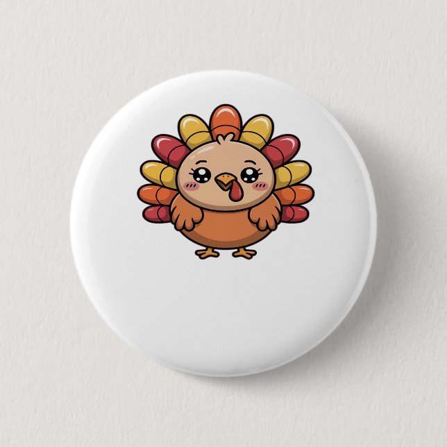 Kawaii Erntedank Truthahn Klassischer T - Shirt_1 Button (Vorderseite)