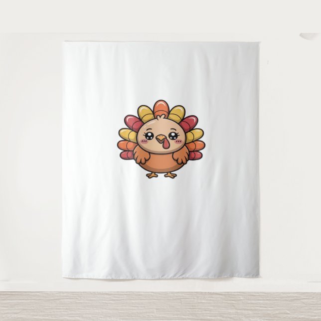 Kawaii Erntedank Truthahn Klassischer T - Shirt_1 Wandteppich (Vorderseite)