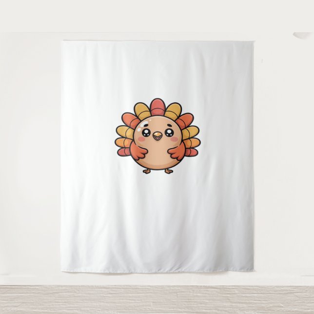 Kawaii Erntedank Truthahn Klassischer T - Shirt Wandteppich (Vorderseite)
