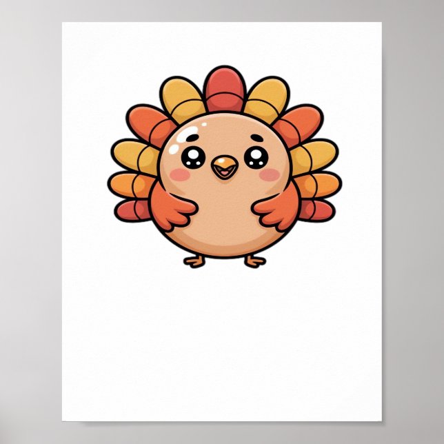 Kawaii Erntedank Truthahn Oversifizierter T - Shir Poster (Vorne)