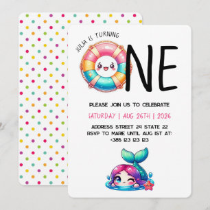 Kawaii Été 1er Anniversaire Fête Invitation
