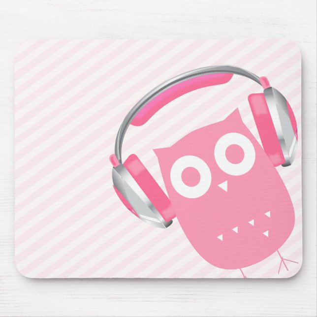 Kawaii Eule w/Headphones Mousepad (Vorne)