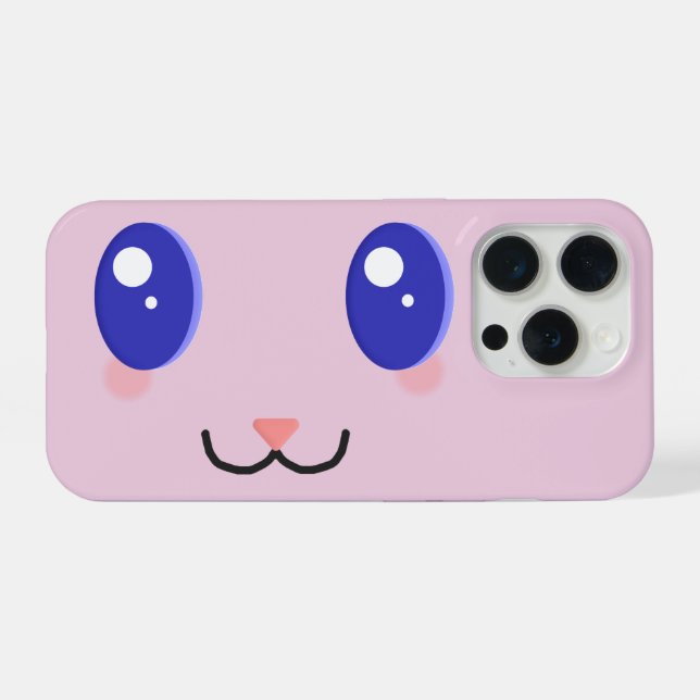 Kawaii Face Custom Colour Phone Case iPhone 15 Pro Hülle (Rückseite (Horizontal))