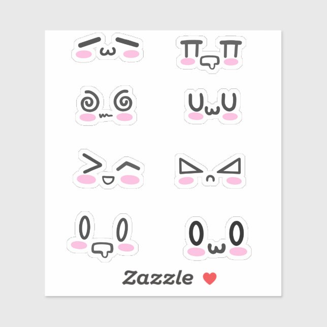 Kawaii Faces Aufkleber (Blatt)