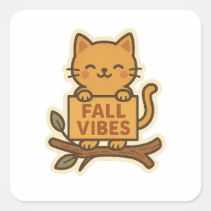 Kawaii Fall Cats Retro Autumn Stickers
