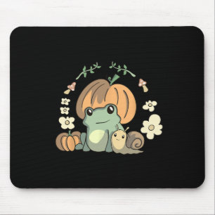 Kawaii Fall Kernästhetischer Frosch mit Pumpki Mousepad