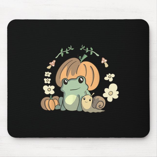 Kawaii Fall Kernästhetischer Frosch mit Pumpki Mousepad (Vorne)