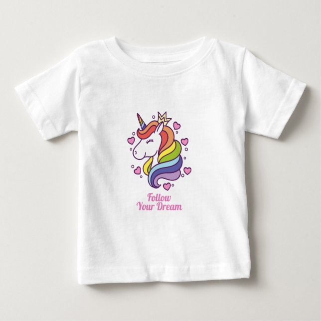 Kawaii Farbenfrohe Regenbogen Einhorn Baby T-shirt (Vorderseite)