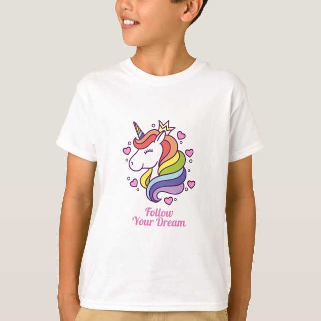 Kawaii Farbenfrohe Regenbogen Einhorn T-Shirt (Vorderseite)