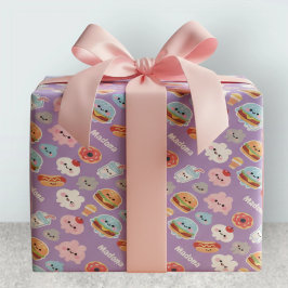 Kawaii Fast Food Burger Donut Pattern Geschenkpapier
