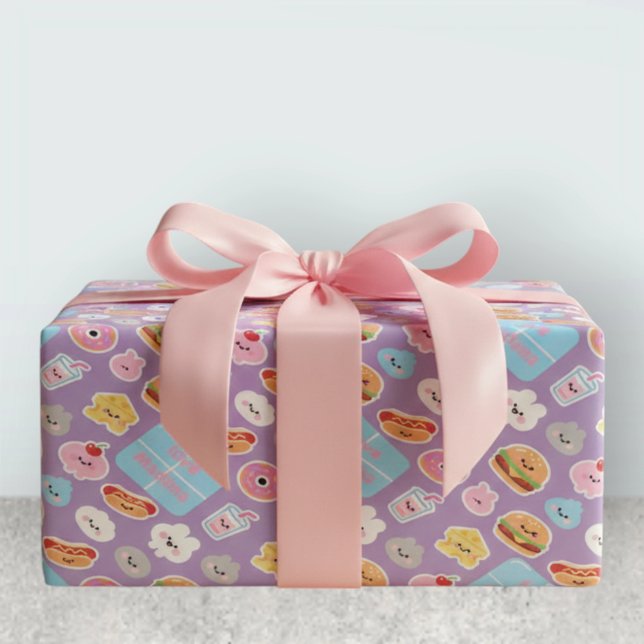 Kawaii Fast Food Cheese Pattern Frame Geschenkpapier (Von Creator hochgeladen)
