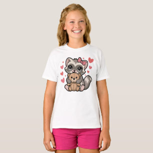 Kawaii Ferret Cuddling Teddy Bear T-Shirt