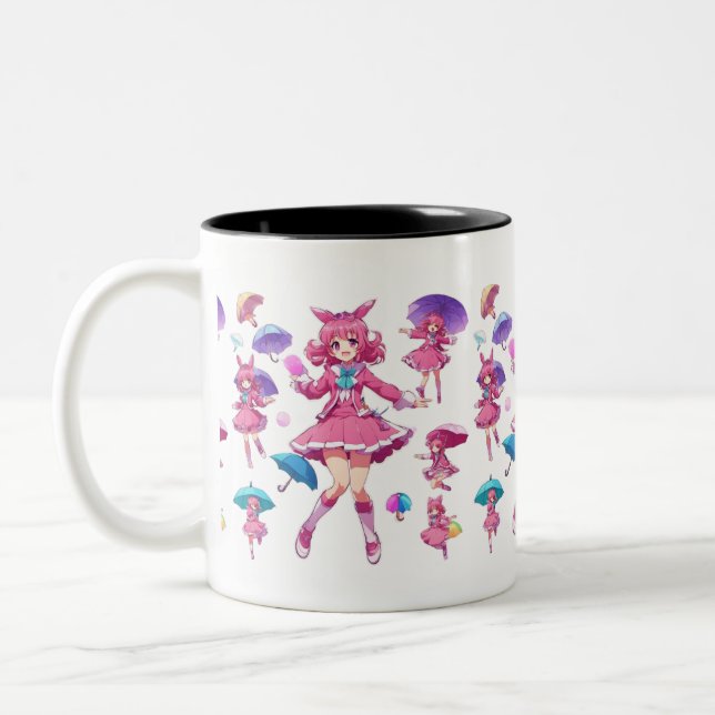 Kawaii fille magique avec parapluies café Mug (Gauche)