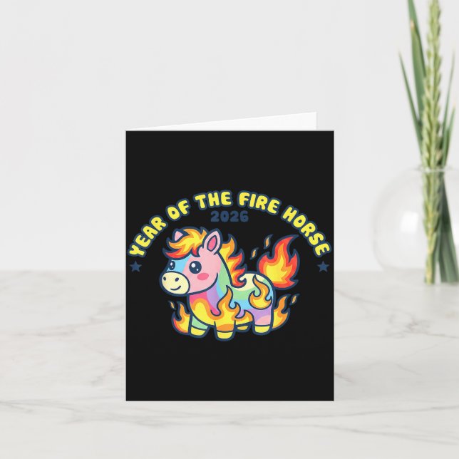 Kawaii Fire Horse Shirt - Year Of The Fire Horse 2 Karte (Vorderseite)