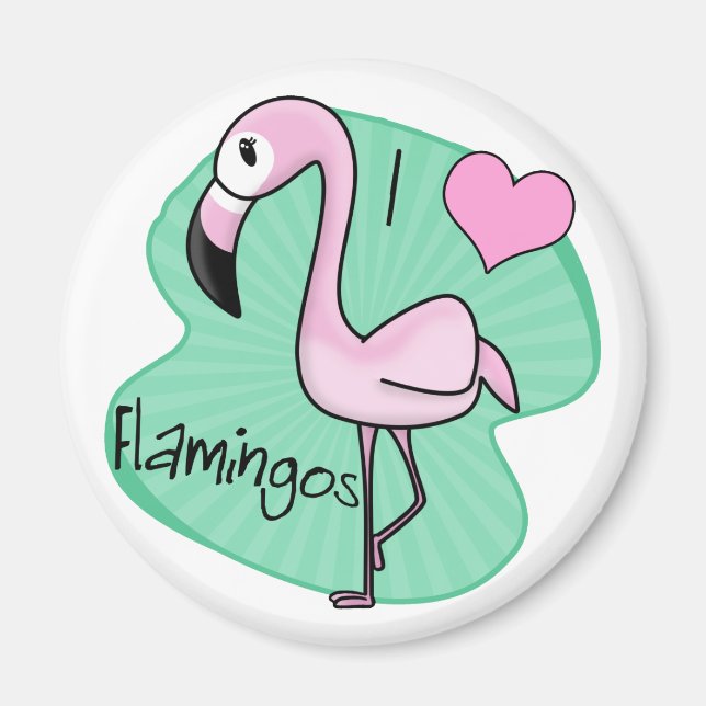 Kawaii Flamingo Magnet (Vorne)