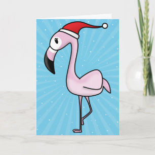 Kawaii Flamingo Weihnachtskarte Feiertagskarte