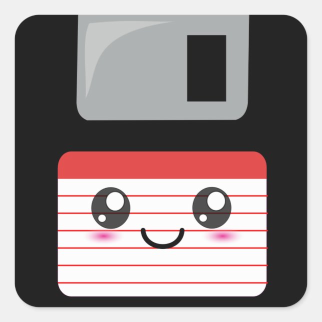 Kawaii Floppy Disk Quadratischer Aufkleber (Vorderseite)