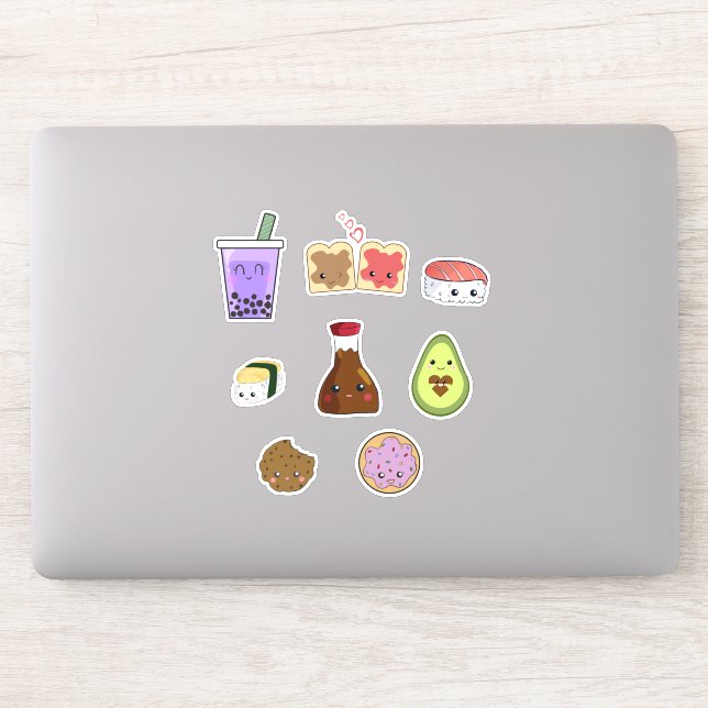 Kawaii Food Collection Sushi Boba Cookies Avocado Aufkleber (Computer)