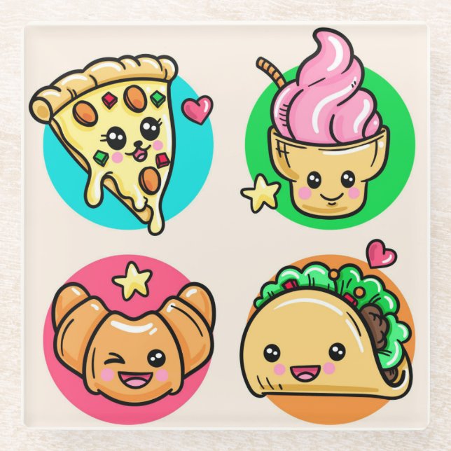Kawaii Food Glasuntersetzer (Vorderseite)