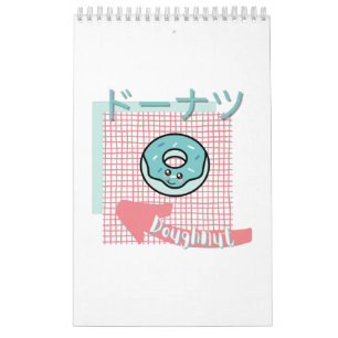kawaii food- niedliche Doughnut, rosa, türkis Kalender