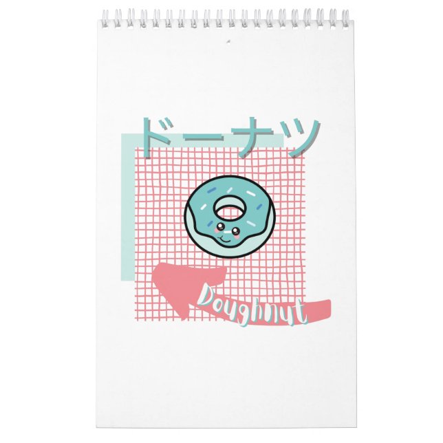 kawaii food- niedliche Doughnut, rosa, türkis Kalender (Titelbild)