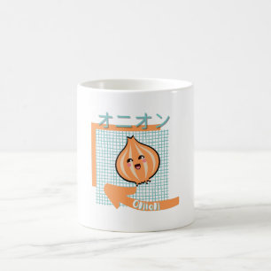 kawaii food- niedliche Zwiebel, orange, türkis Kaffeetasse