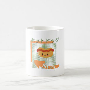 kawaii food - niedlicher Hot Dog, orange, grün Kaffeetasse