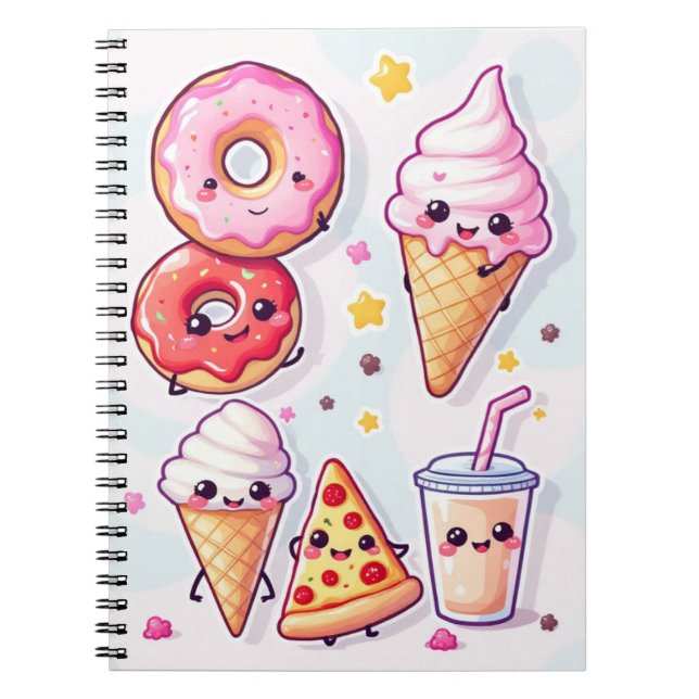 Kawaii Food Party Notebook - Adorable & Fun Notizblock (Vorderseite)