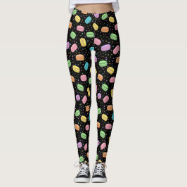 Kawaii Food Pastel French Macarons Pattern Leggings