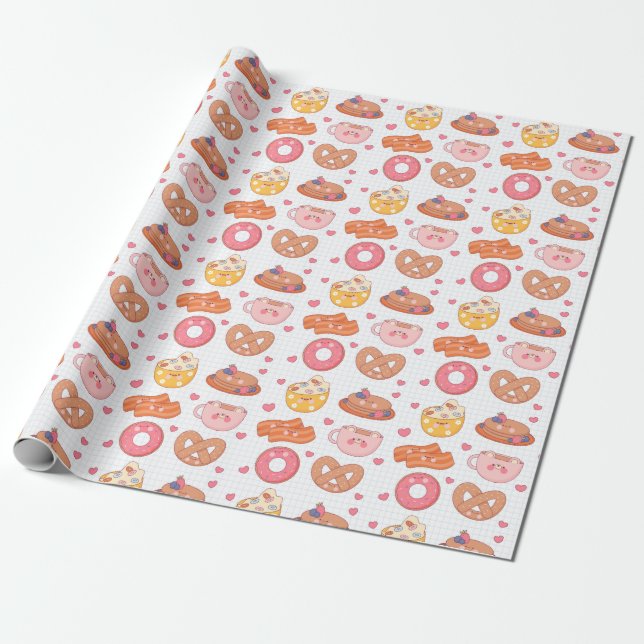 Kawaii Food Wrapping Paper Geschenkpapier (Ungerollt)